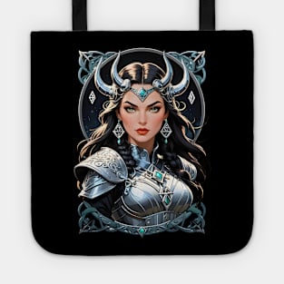 Valkyrie Viking Warrior Nordic Mythology retro comic design Tote