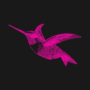 Pink Hummingbird Illustration T-Shirt