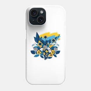 Ukrainnian flag with flowers Phone Case