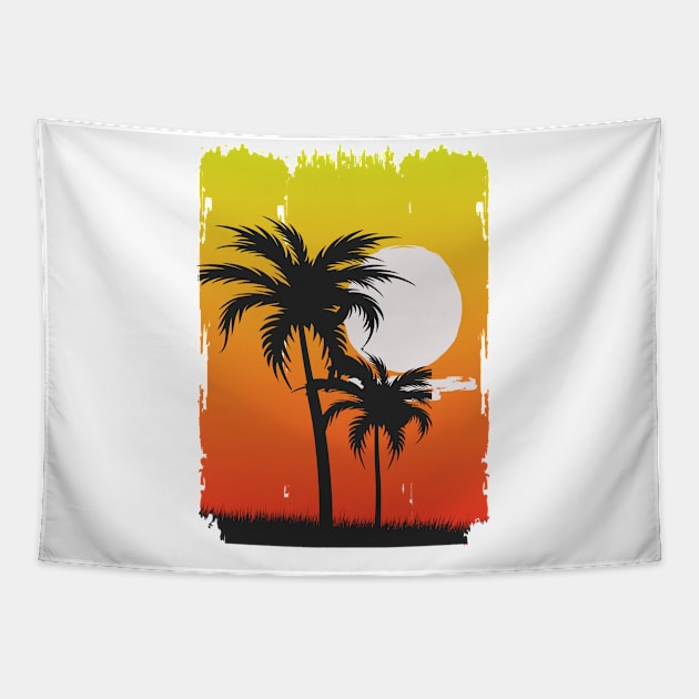 Palm sunset Tapestry by Lifestyle T-shirts