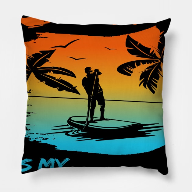 Stand up paddling is my workout paddleboarding SUP gift Pillow by Lomitasu