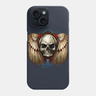 Skull wings with roses Phone Case