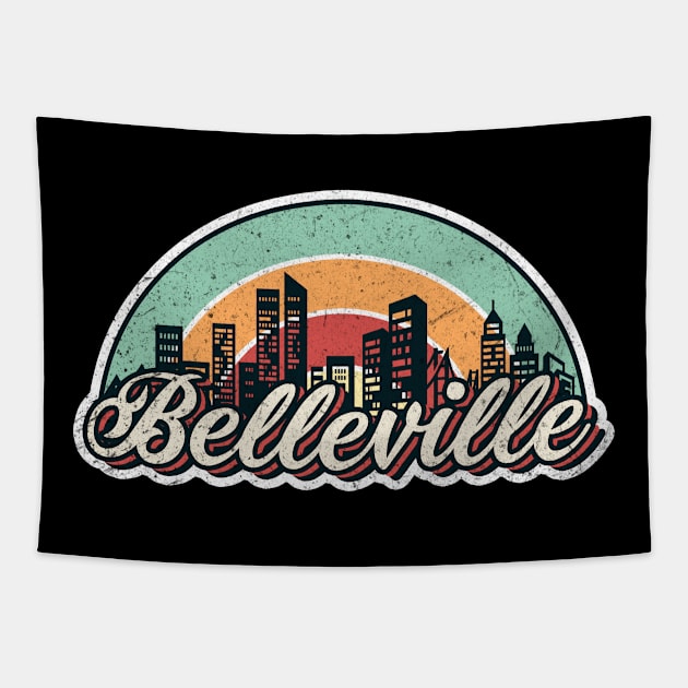 Belleville city retro Tapestry by SerenityByAlex