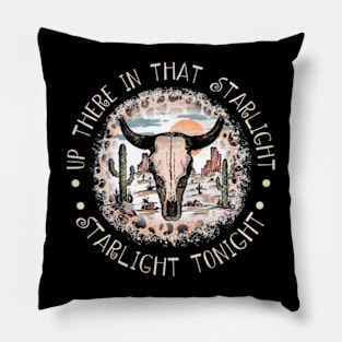 Up There In That Starlight, Starlight Tonight Bull Skull Leopard Cactus Deserts Pillow