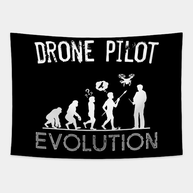 Drone - Drone Pilot Evolution Funny Silhouettes Tapestry by Lumio Gifts