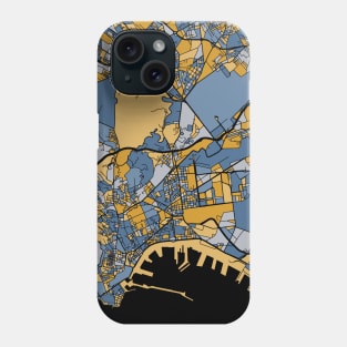 Naples Map Pattern in Blue & Gold Phone Case