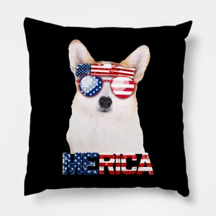 Merica Corgi Dog American Flag 4Th Of July Pillow