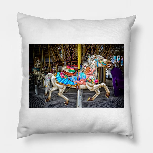 Carousel Merry Go Round Horse Pillow by JimDeFazioPhotography