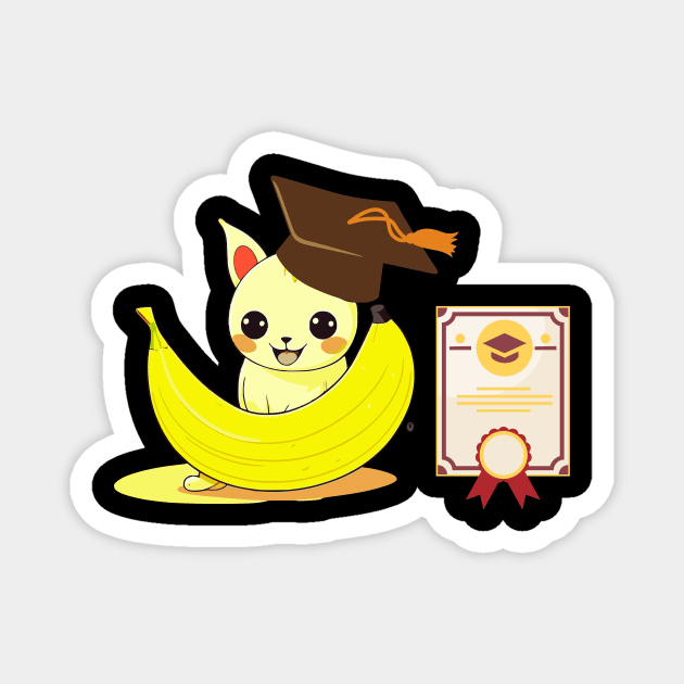 Congratulations Cat Banana Feast Magnet by Jo Palmer