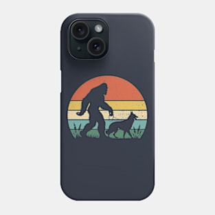 Bigfoot Walking Belgian Sheepdog Vintage Distressed Hiking Dog Phone Case