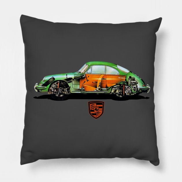 Vintage Classic German Sports Car Engineering MotorManiac Pillow by MotorManiac