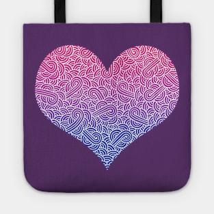 Ombré bisexuality colours and white swirls doodles heart Tote