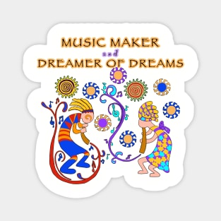 Kokopelli, music makers, flute players, dreams, boy/girl Magnet