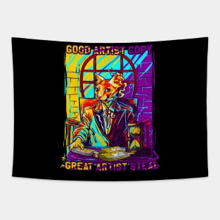 Weird Vintage Cat Artist Tapestry