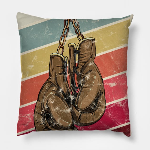 Boxing Gloves Retro Pillow by Rayrock76