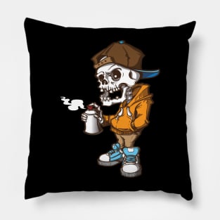 Dope Skeleton Graffiti Character Pillow