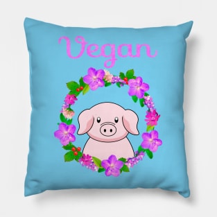 Vegan, cute pig design Pillow