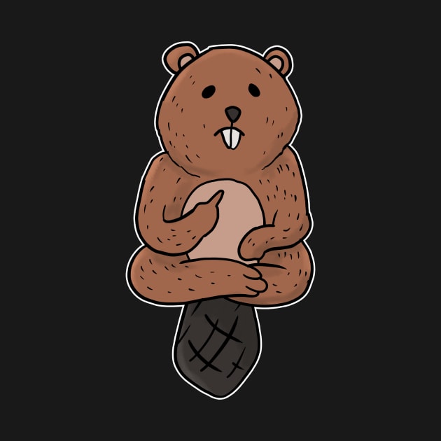 Grumpy Beaver Holding Middle finger funny gift by Mesyo