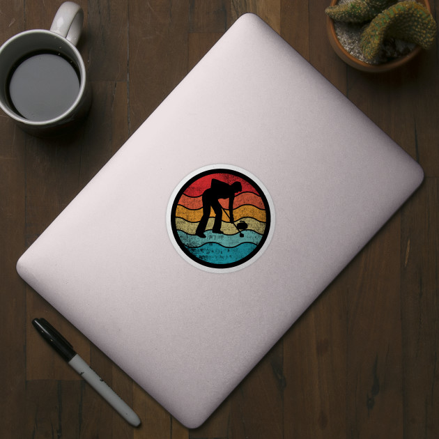 curling sport retro vintage sunset - Curling - Sticker