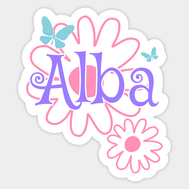 Alba Girls Name Daisy Butterflies Alba Name Autocollant Teepublic Fr
