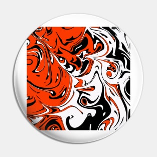 Orange white black Liquid Abstract Art Pin