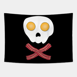 Bacon & Eggs Skull & Crossbones T-Shirt Fried Breakfast Tapestry