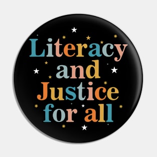 Literacy and Justice for All Retro Pin