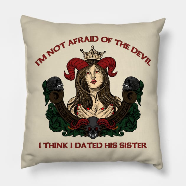 Devil's Sister Pillow by WickedNiceTees