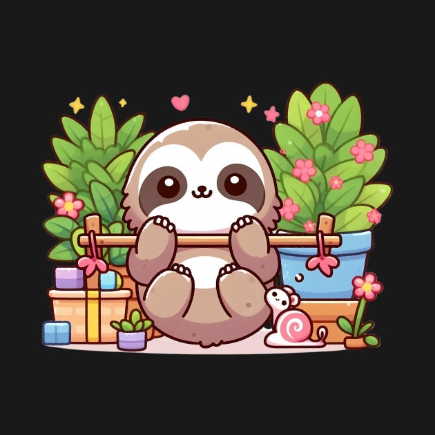 Playful Kawaii Sloth by PhotoSphere