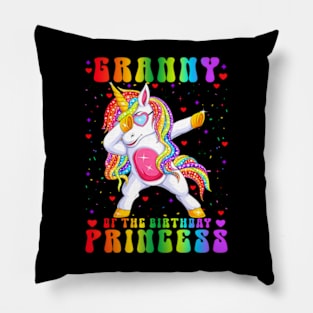 The Birthday Princess Dabbing Rainbow Unicorn Girl Pillow