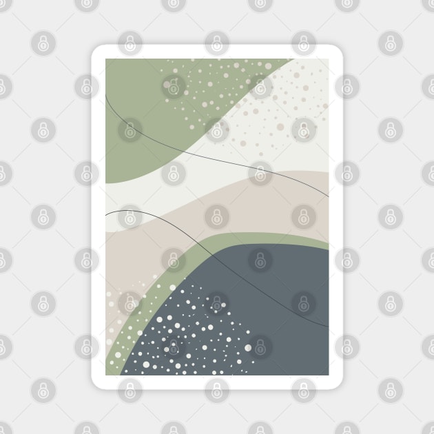 Modern Abstract Organic Shapes in Green, Grey and Neutral Tones Magnet by tramasdesign