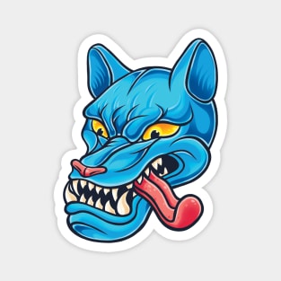 Crazy Blue Wolf Dog Magnet