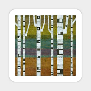 Birches with Chartreuse and Teal Magnet