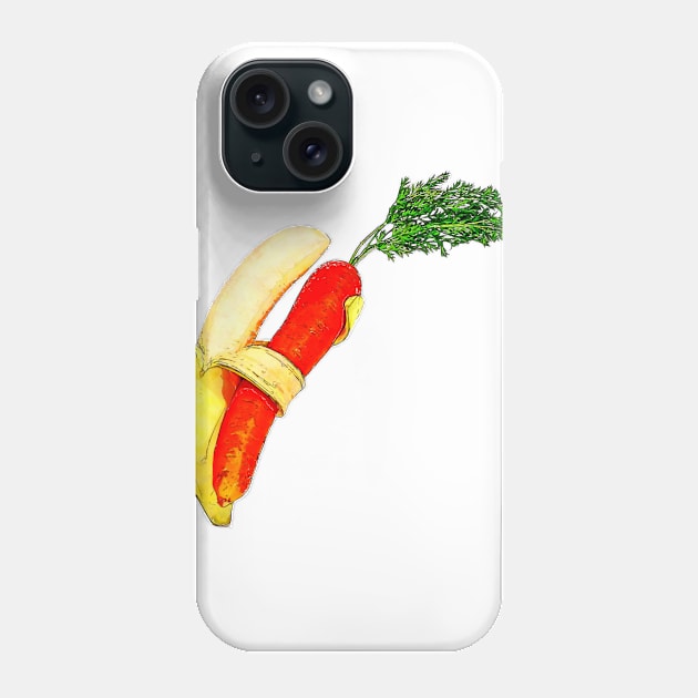 Dancing Banana and Carrot Phone Case by mintedcrafts