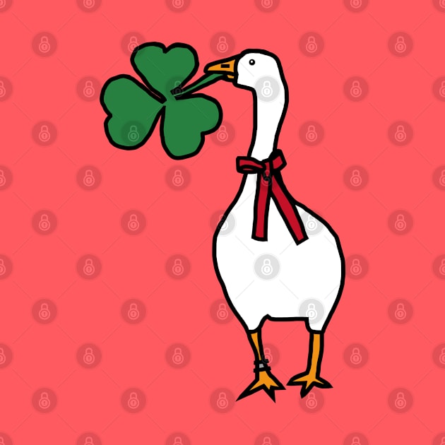 Saint Patricks Day Goose Steals Shamrock by ellenhenryart