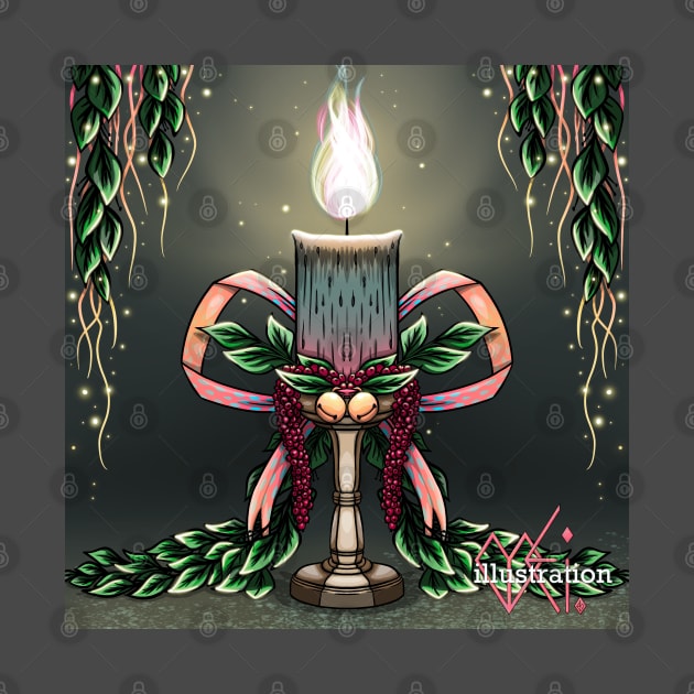 Christmas decorations candle by Mei.illustration