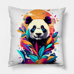 Giant Panda Colourful - Cute Panda Bear Bamboo Pillow