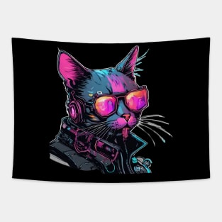 full of colors futuristic cat Tapestry