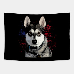 American USA Flag Husky Love, Trendy Tee for Dog Devotees Tapestry