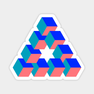 Optical triangle #6 - blues and salmon Magnet