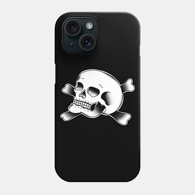 HomeSchoolTattoo Skull and Crossbones Phone Case by HomeSchoolTattoo