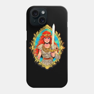 Red Sonja Anime Watercolor Crest Phone Case