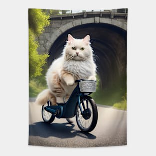 Cat on a Bicycle Tapestry