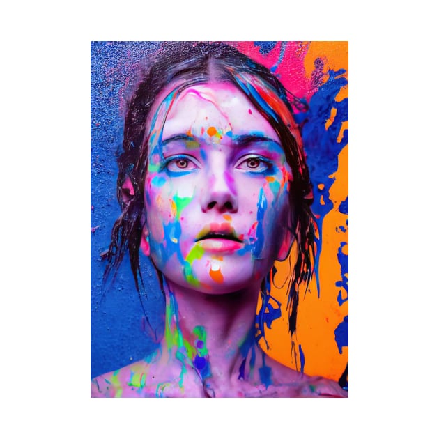 Painted Insanity Dripping Madness 1 - Abstract Surreal Expressionism Digital Art - Bright Colorful Portrait Painting - Dripping Wet Paint & Liquid Colors by JensenArtCo