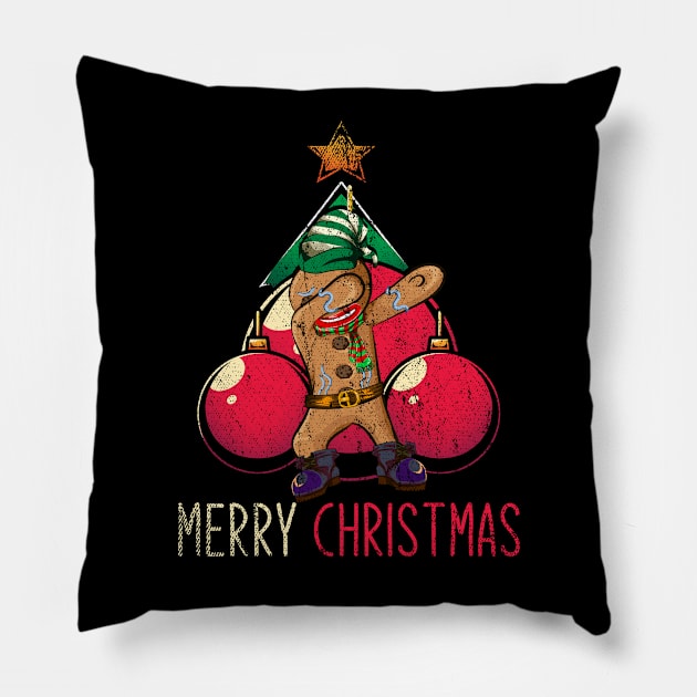 Merry Christmas Xmas Dabbing Gingerbread Man Pillow by ShirtsShirtsndmoreShirts