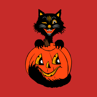 Black cat and funny pumpkin T-Shirt