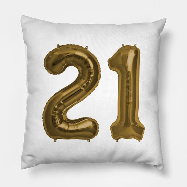 Bronze 21st Birthday Metallic Helium Balloons Numbers Pillow by podartist