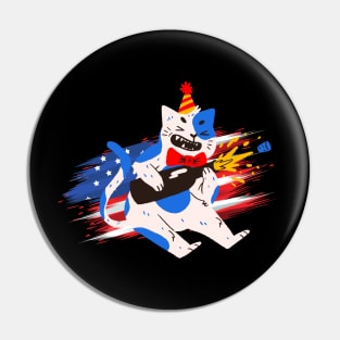 American Cat 4th of July Party Pin