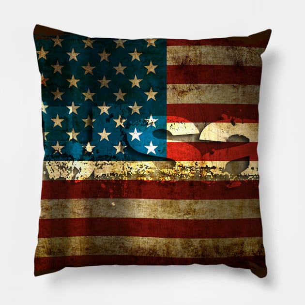 USA / Grunged Flag Pillow by pASob