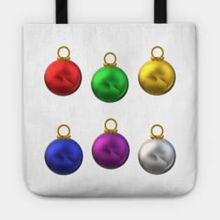 Colorful Christmas Tree Ornaments (Winter White Background) Tote